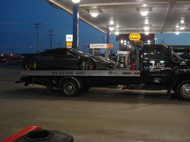 tow truck with sports car