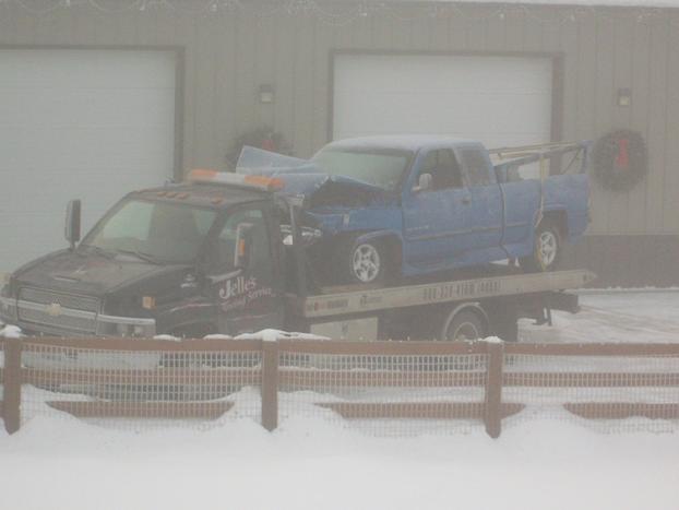 Tow truck near accident site
